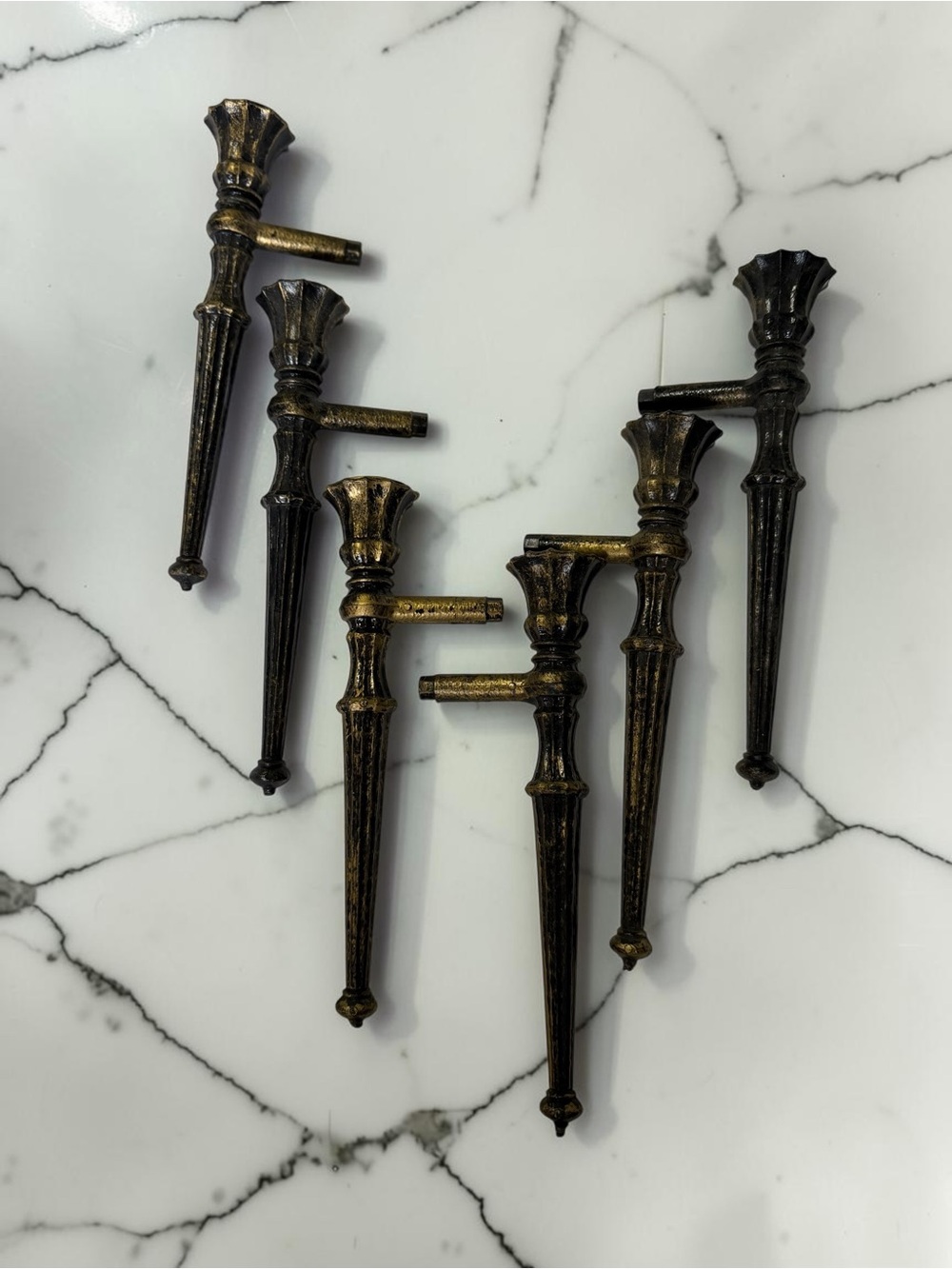 Lot 6 Candelabra Arms Torch Candle Holder Parts Antiqued Black Gold Gothic